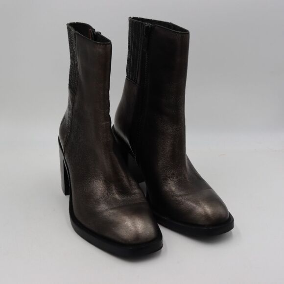 Frye Burnished Silver Ankle Heeled Boots 6 - Picture 2 of 14